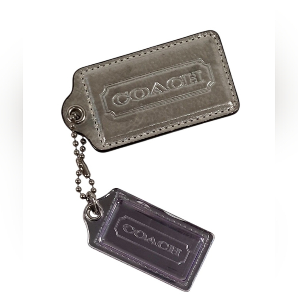 Authentic Extra Large Coach Metallic Gray Leather… - image 1